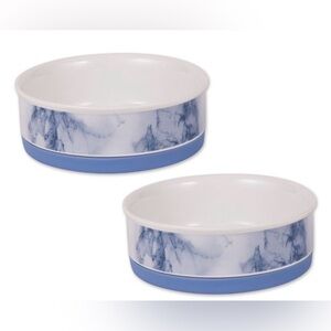 Bone Dry Blue Marble Large Pet Bowl - 2 Pack
